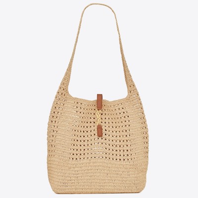 Saint Laurent Le 5 A 7 Medium Tote Bag in Naturel Raffia YSLBS81385