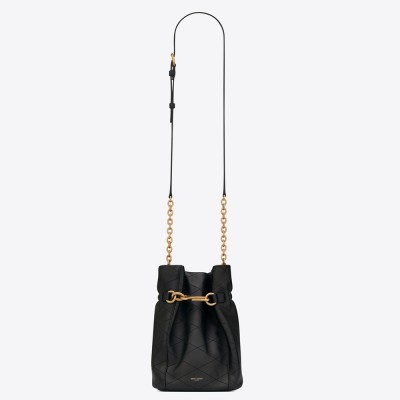 Saint Laurent Le Maillon Hook Bucket Bag In Black Lambskin YSLBS81036