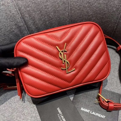 Saint Laurent Lou Belt Bag In Red Matelasse Leather YSLBS81025