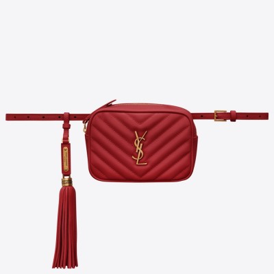 Saint Laurent Lou Belt Bag In Red Matelasse Leather YSLBS81025