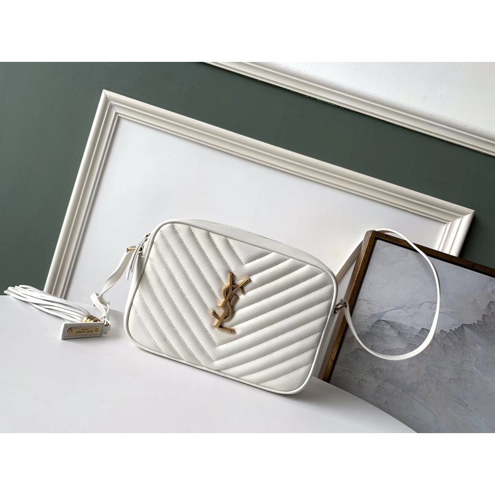 Saint Laurent Lou Camera Bag In White Leather YSLBS81162