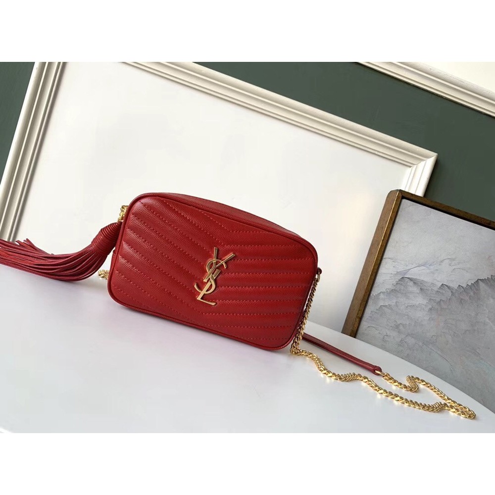 Saint Laurent Lou Mini Bag In Red Grained Leather YSLBS81166