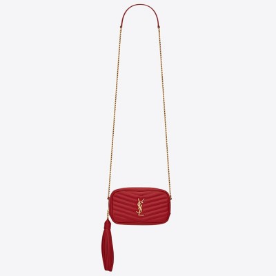 Saint Laurent Lou Mini Bag In Red Grained Leather YSLBS81166