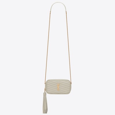 Saint Laurent Lou Mini Bag In White Grained Leather YSLBS81167