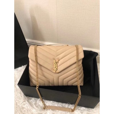 Saint Laurent Loulou Medium Bag In Beige Matelasse Leather YSLBS81170