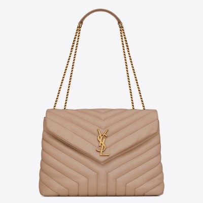 Saint Laurent Loulou Medium Bag In Beige Matelasse Leather YSLBS81170