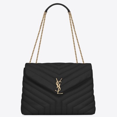 Saint Laurent Loulou Medium Bag In Black Matelasse Leather YSLBS81171