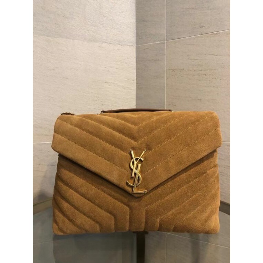 Saint Laurent Loulou Medium Bag In Brown Suede Leather YSLBS81172