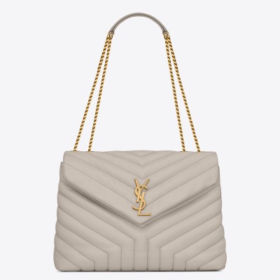 Saint Laurent Loulou Medium Bag In White Matelasse Leather YSLBS81175