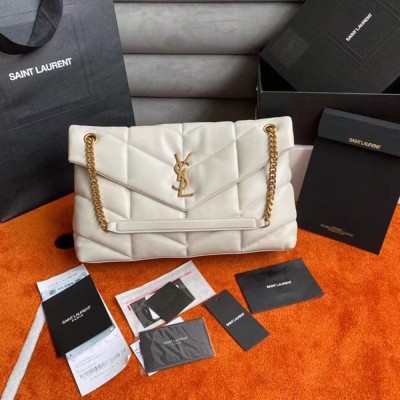 Saint Laurent Loulou Puffer Medium Bag In Ivory Lambskin YSLBS81178