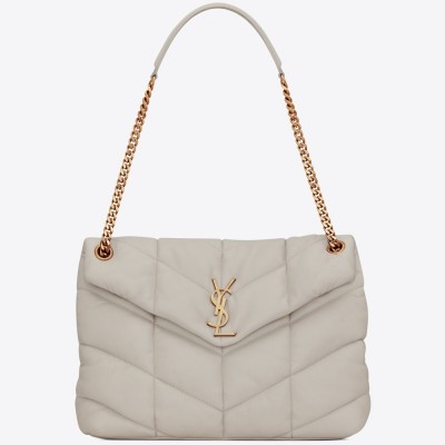 Saint Laurent Loulou Puffer Medium Bag In Ivory Lambskin YSLBS81178