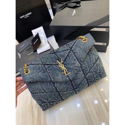 Saint Laurent Loulou Puffer Medium Bag In Vintage Denim YSLBS81180