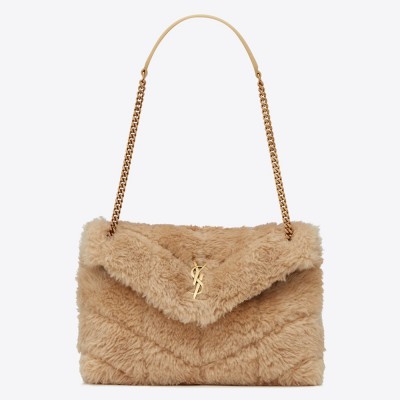 Saint Laurent Loulou Puffer Small Bag In Beige Shearling YSLBS81183