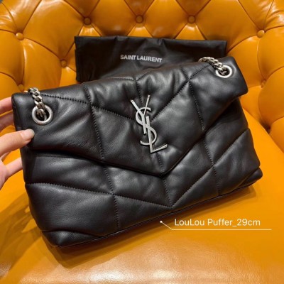 Saint Laurent Loulou Puffer Small Bag In Black Lambskin YSLBS81184