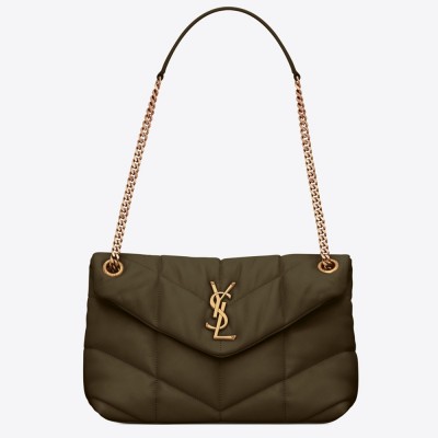 Saint Laurent Loulou Puffer Small Bag In Green Lambskin YSLBS81186