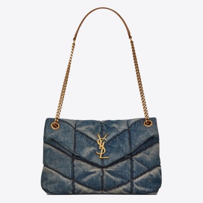 Saint Laurent Loulou Puffer Small Bag In Quilted Vintage Denim YSLBS81188