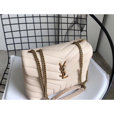 Saint Laurent Loulou Small Bag In Beige Matelasse Leather YSLBS81194