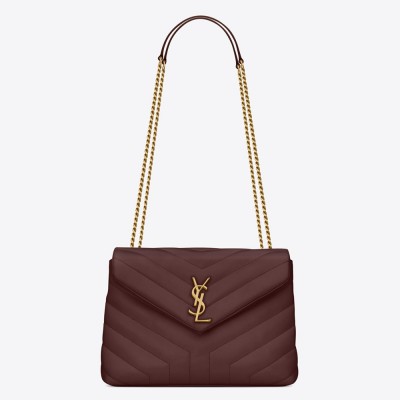 Saint Laurent Loulou Small Bag In Burgundy Matelasse Leather YSLBS81196