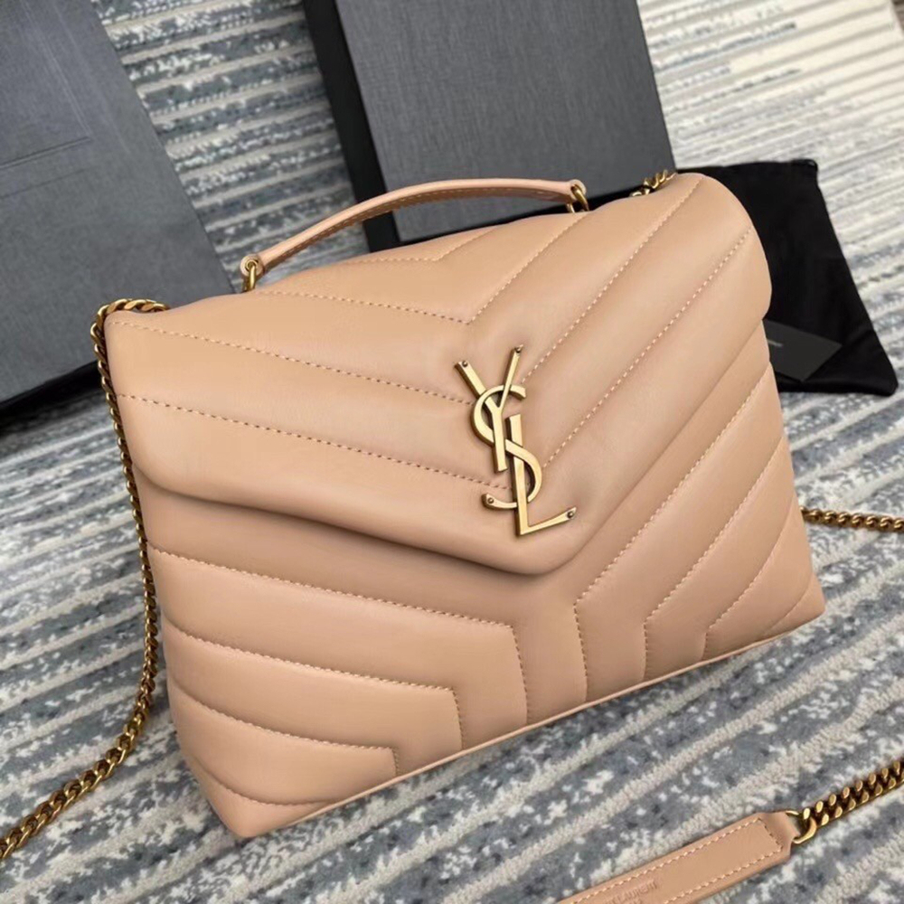 Saint Laurent Loulou Small Bag In Dark Beige Leather YSLBS81197