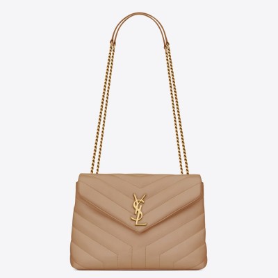 Saint Laurent Loulou Small Bag In Dark Beige Leather YSLBS81197