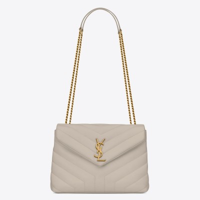 Saint Laurent Loulou Small Bag In White Matelasse Leather YSLBS81200