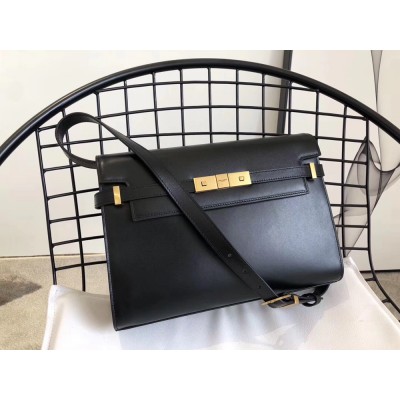 Saint Laurent Manhattan Baguette Bag In Black Leather YSLBS81312