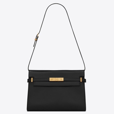 Saint Laurent Manhattan Baguette Bag In Black Leather YSLBS81312