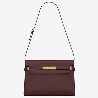 Saint Laurent Manhattan Baguette Bag In Bordeaux Leather YSLBS81313