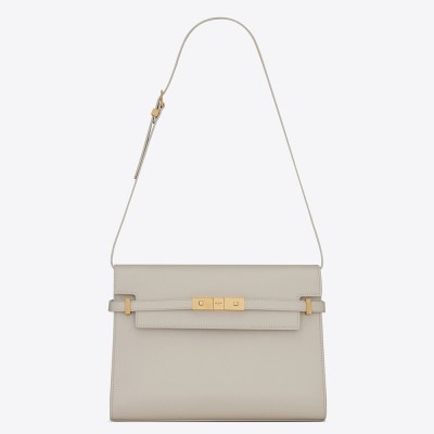 Saint Laurent Manhattan Baguette Bag In White Calfskin YSLBS81314