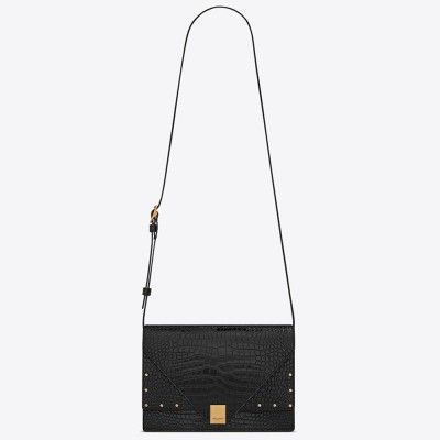 Saint Laurent Margaux Satchel In Black Crocodile Embossed Leather YSLBS81316