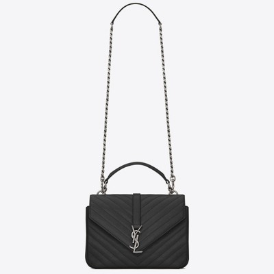 Saint Laurent Medium College Bag In Black Goatskin Leather YSLBS81064