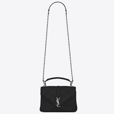 Saint Laurent Medium College Bag In Black Matelasse Leather YSLBS81065