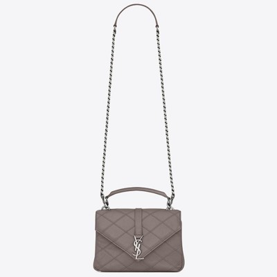 Saint Laurent Medium College Bag In Grey Matelasse Leather YSLBS81069