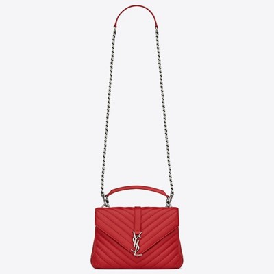 Saint Laurent Medium College Bag In Red Goatskin Leather YSLBS81070