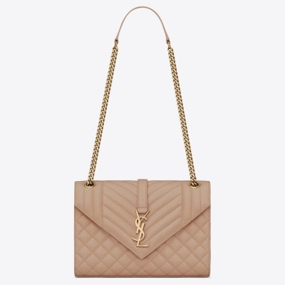 Saint Laurent Medium Envelope Bag In Beige Grained Leather YSLBS81109