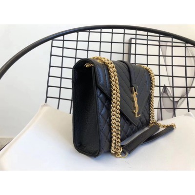 Saint Laurent Medium Envelope Bag In Black Grained Leather YSLBS81110