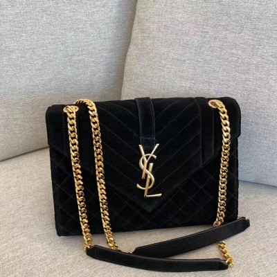 Saint Laurent Medium Envelope Bag In Black Suede YSLBS81111