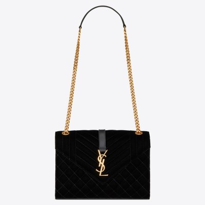 Saint Laurent Medium Envelope Bag In Black Suede YSLBS81111