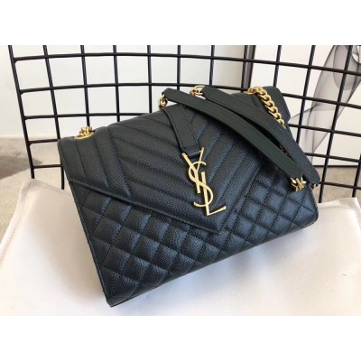 Saint Laurent Medium Envelope Bag In Dark Green Grained Leather YSLBS81113