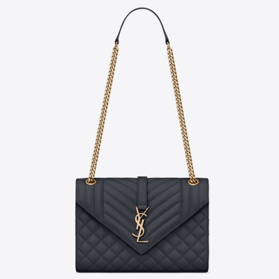 Saint Laurent Medium Envelope Bag In Navy Blue Grained Leather YSLBS81115