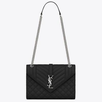 Saint Laurent Medium Envelope Bag In Noir Grained Leather YSLBS81116