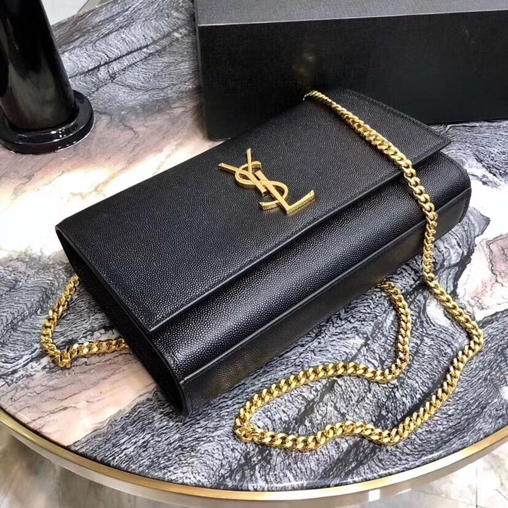 Saint Laurent Medium Kate Bag In Black Grained Leather YSLBS81133