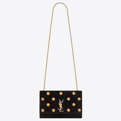 Saint Laurent Medium Kate Bag In Black Suede And Studs YSLBS81125