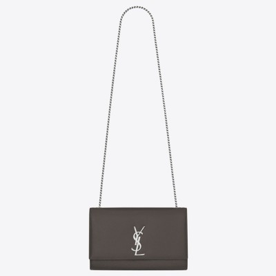 Saint Laurent Medium Kate Bag In Grey Grained Leather YSLBS81134