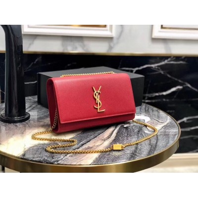 Saint Laurent Medium Kate Bag In Red Grained Leather YSLBS81135