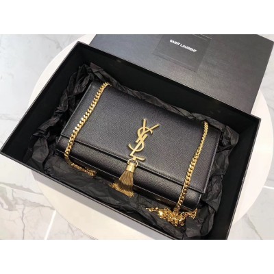 Saint Laurent Medium Kate Bag With Tassel In Black Grained Leather YSLBS81137