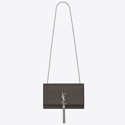 Saint Laurent Medium Kate Bag With Tassel In Grey Grained Leather YSLBS81140