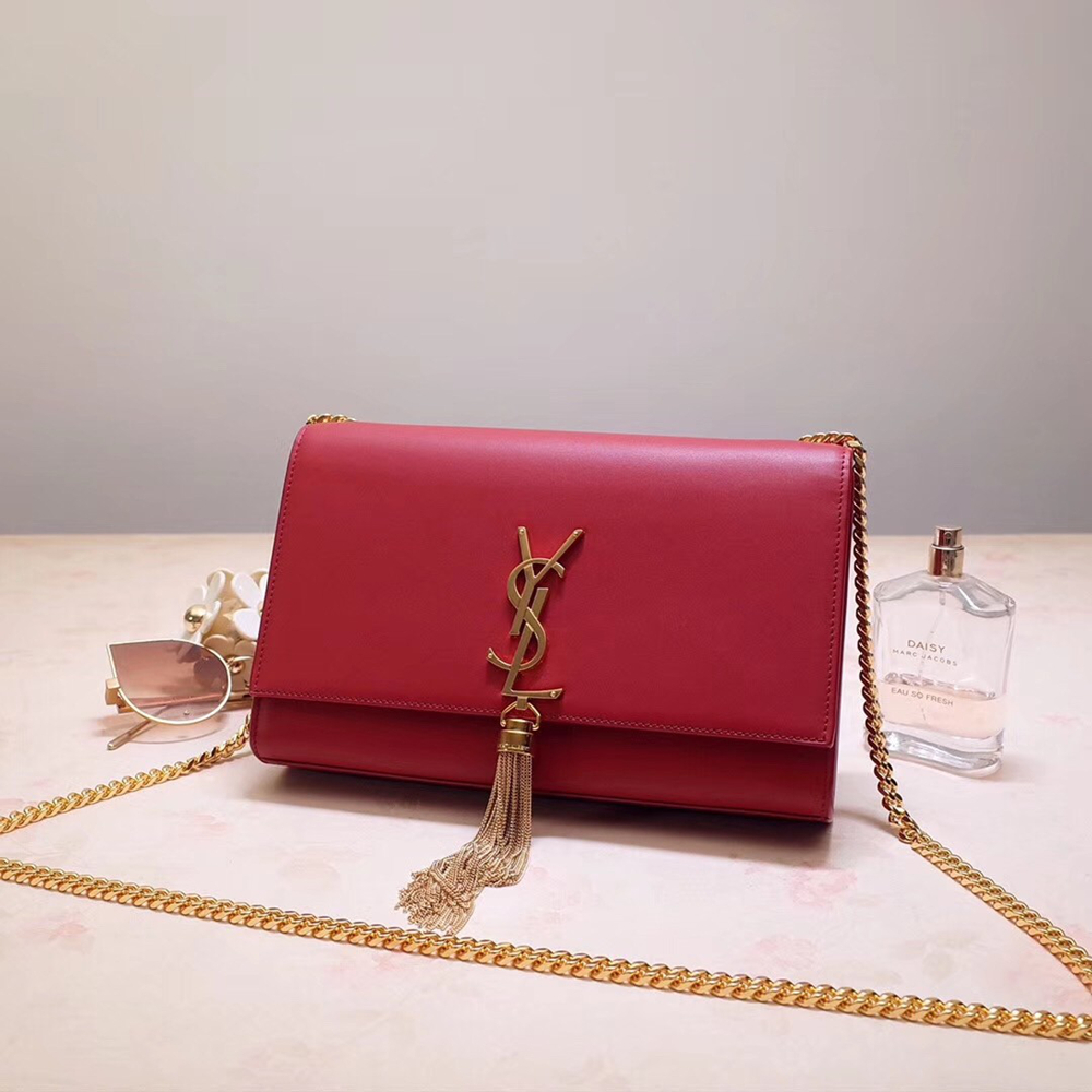 Saint Laurent Medium Kate Bag With Tassel In Red Smooth Leather YSLBS81144