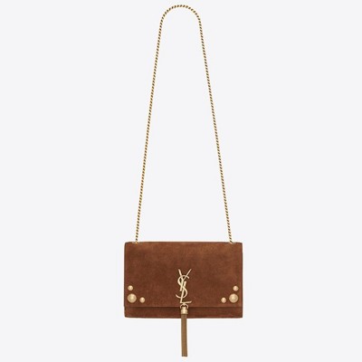 Saint Laurent Medium Kate Tassel Bag In Brown Suede And Studs YSLBS81127