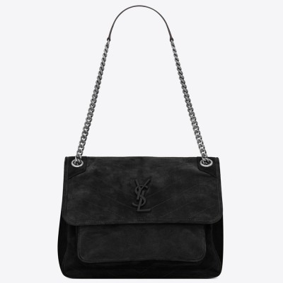 Saint Laurent Medium Niki Bag In Black Suede YSLBS81236